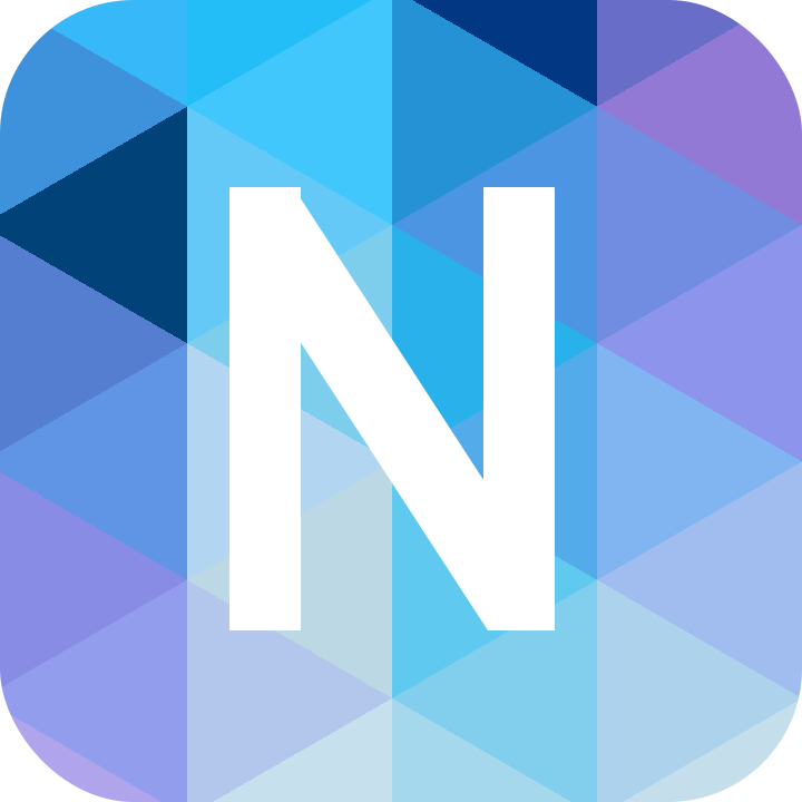 EventNook app icon: a white N on a faceted blue and violet tile